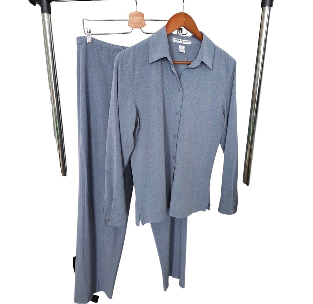 Josephine Chaus Blue 2-Piece Pant Suit Set Women's Size 8